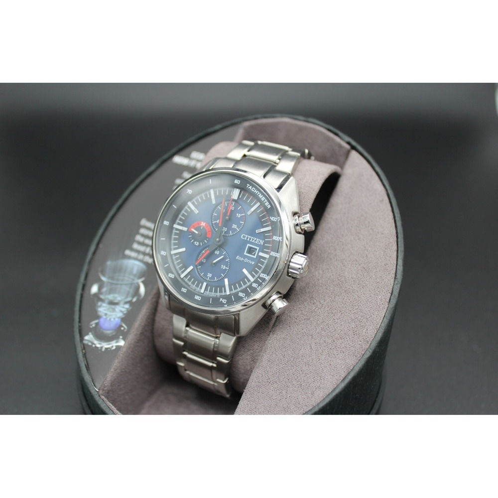 Citizen Eco-Drive CA0648-09L Blue Dial Chronograph Solar Watch Stainless Steel